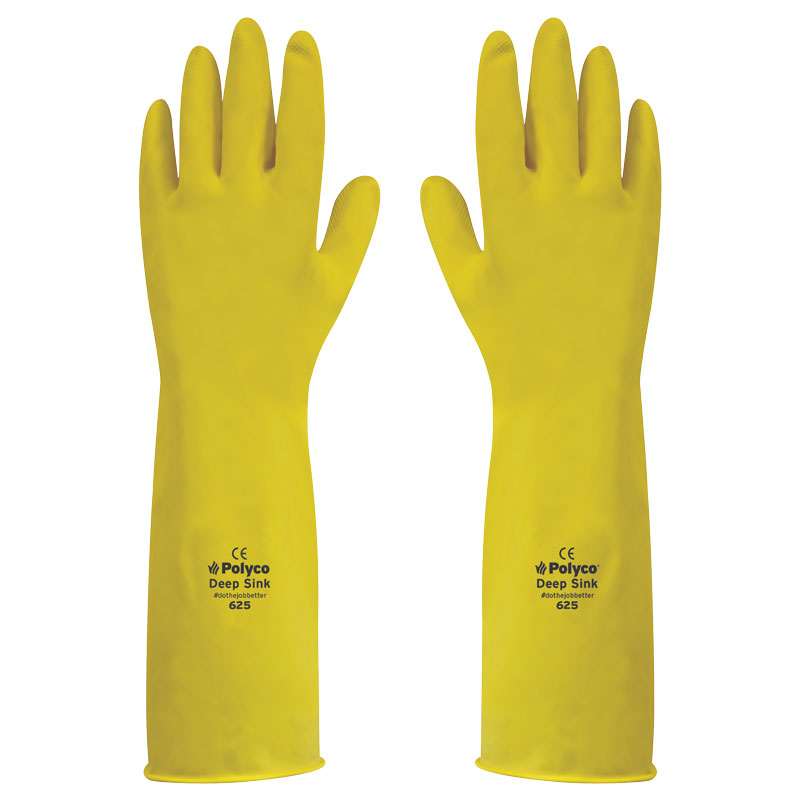 Deep Sink Long Latex Gloves Yellow Size 7