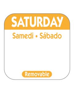 1" SQUARE TRILINGUAL DAY LABEL SATURDAY    1000/ROLL