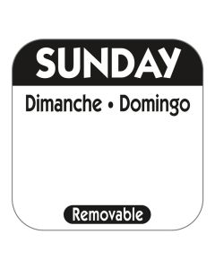 1" SQUARE TRILINGUAL DAY LABEL SUNDAY    1000/ROLL