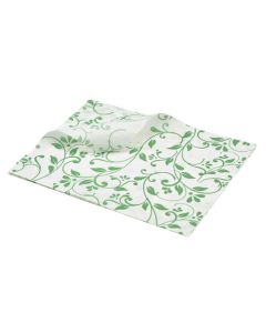 Greaseproof Paper Sheets Green Floral Print 25x20cm (Case/1,000)