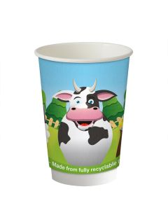 12oz Happy Farmyard Hot Cup PLASTIC FREE (Case/500)