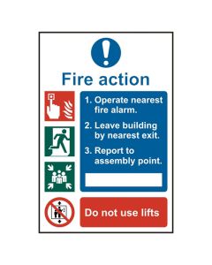 Fire Action Procedure Sign White (Pack/5)