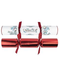 14" White & Red Seasons Greetings Crackers (Case/25)
