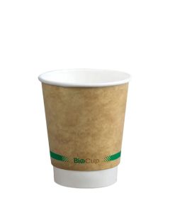 8oz Kraft Green Stripe Double Wall BioCup (Case/500)