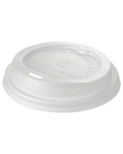 6/8oz White Bioplastic Coffee Cup Lids (Case/1,000)