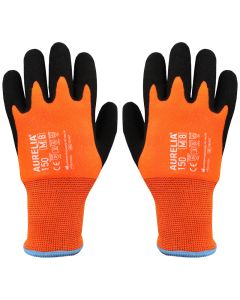 Orange Thermal Gloves with Black Palm Coating Size 9