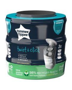 Tommee Tippee Twist & Click Nappy Bin Refill Cassettes (Pack/3)