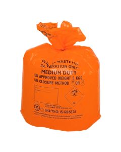 Orange Clinical Waste Bags M/D 360x560x640mm 30L (Roll/50) 
