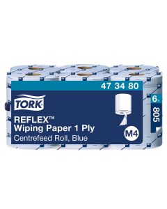 REFLEX WIPER SINGLE SHEET 2PLY BLUE 6 PER PACK