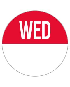 Removable 19mm Day Dot Labels Wednesday/Red (Roll/1,000)