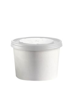 12OZ WHITE SOUP CONTAINER AND BLACK LID - 250 PER CASE