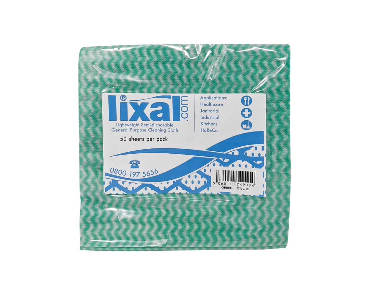 LIXAL COTTONETTE WIPE GREEN PACK X 50