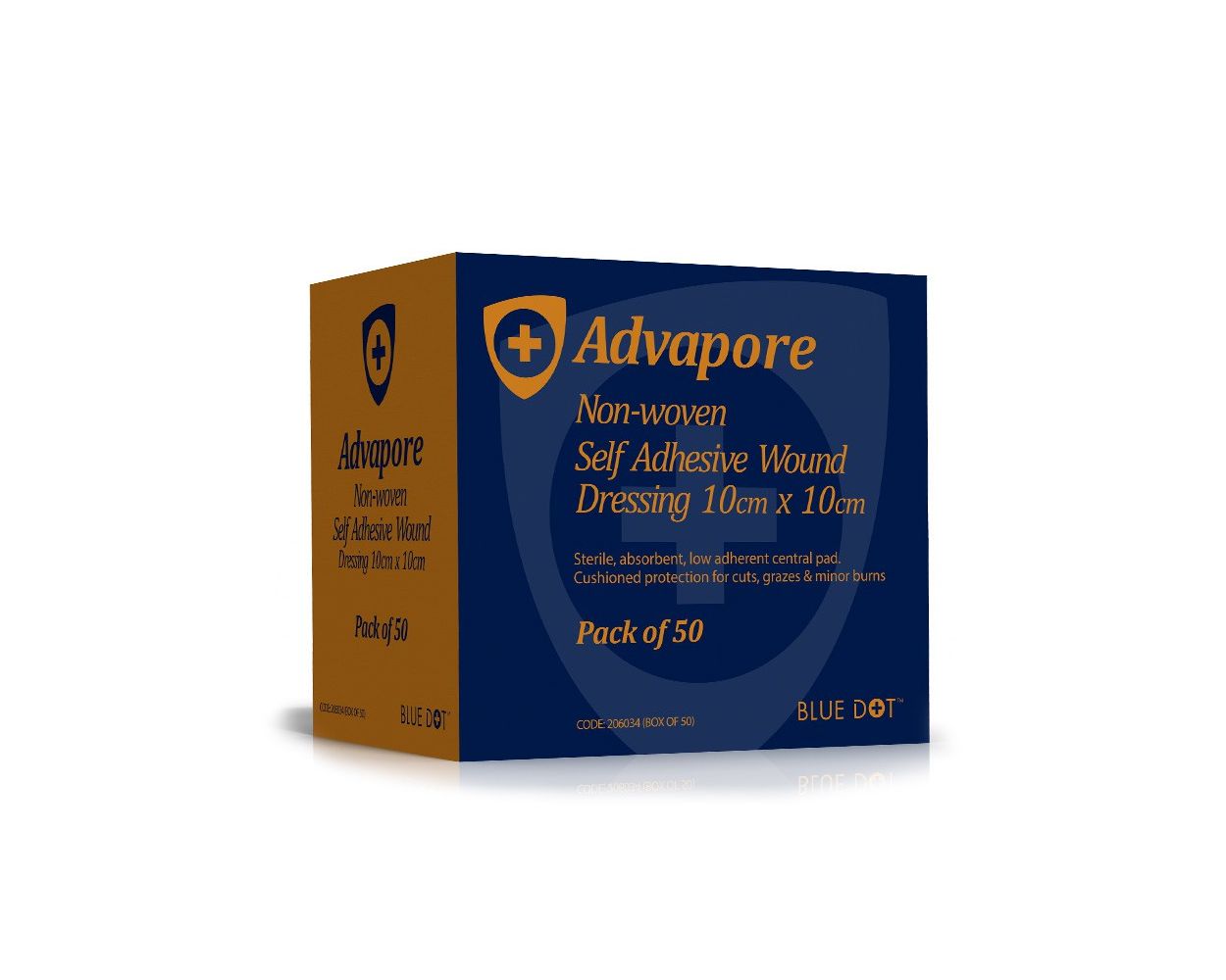 ADVAPORE FABIC NON WOVEN 10x10 WOUND DRESSING CASE/50 800036