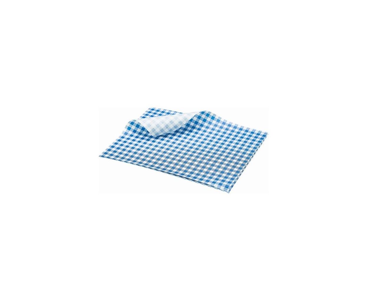 GREASEPROOF PAPER SHEET BLUE GINGHAM 25x20CM
