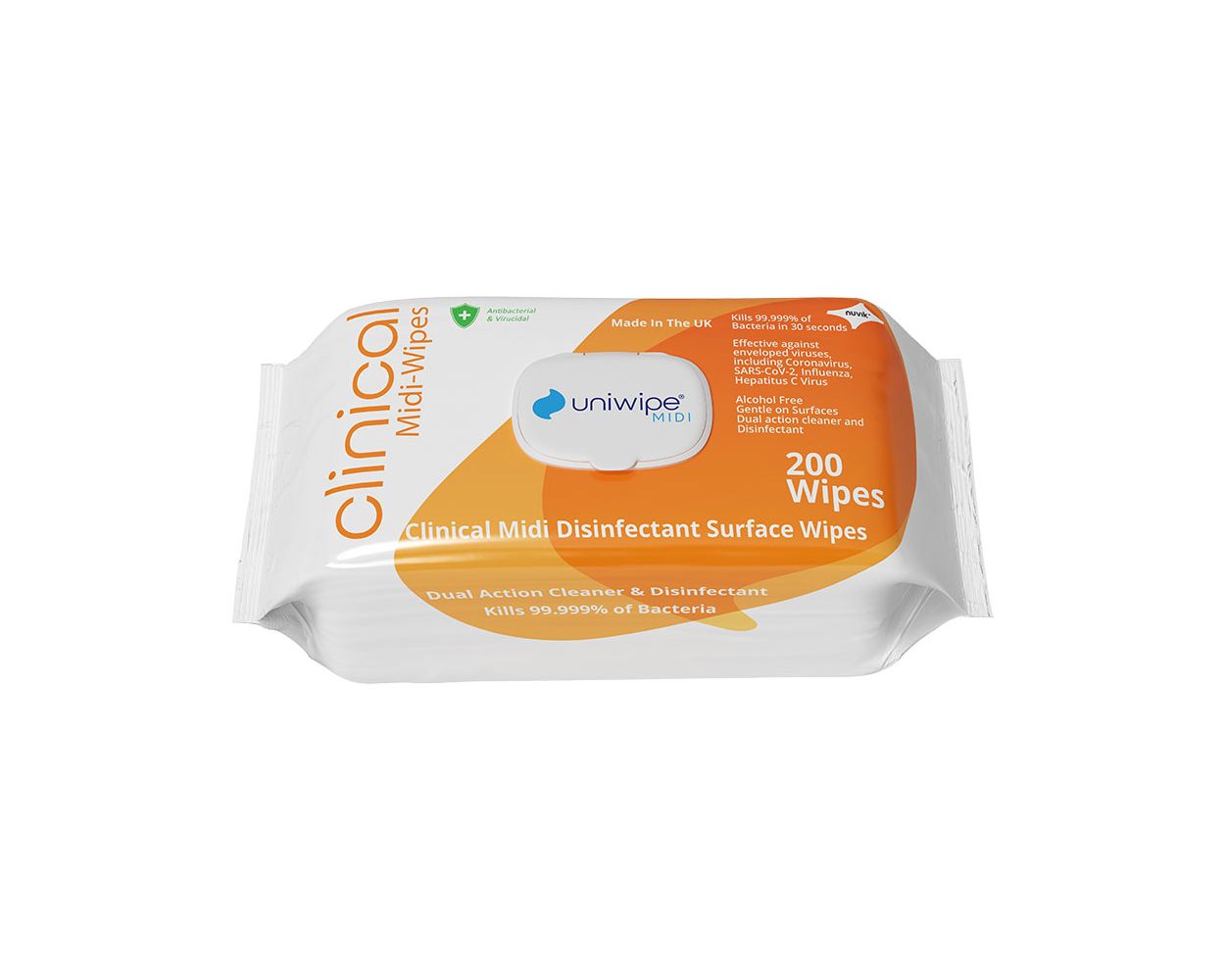 UNIWIPE CLINICAL DISINFECTANT SURFACE WIPE PACK/200