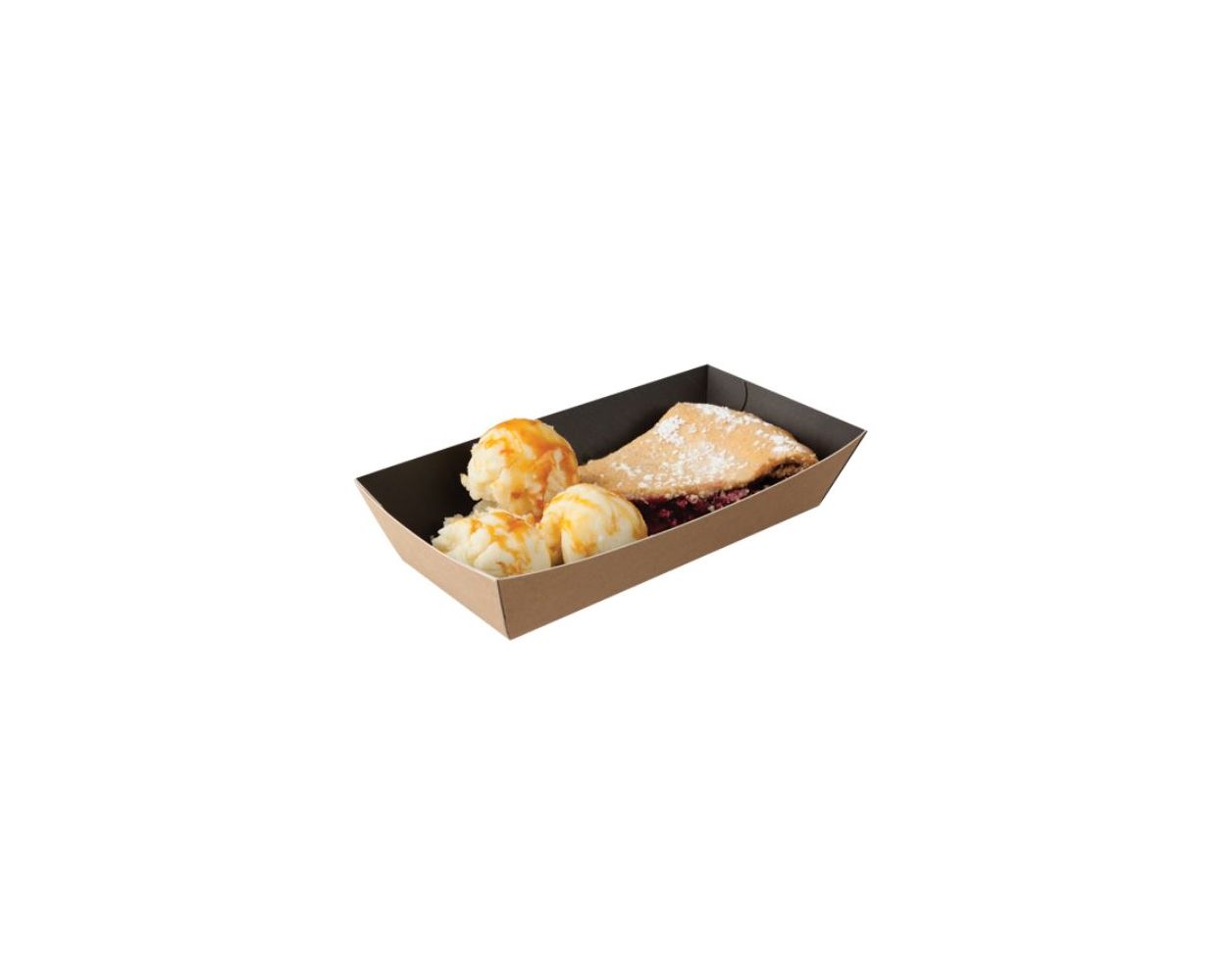 KRAFT BLACK LINED FOOD TRAY KRAFT - 250 PER CASE